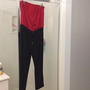 Express Red and black strapless jumpsuit